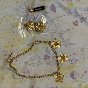 Gold Floral Necklace with Matching Earrings by Chello